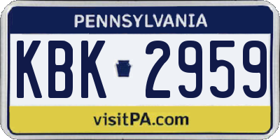 PA license plate KBK2959