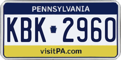 PA license plate KBK2960