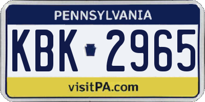 PA license plate KBK2965