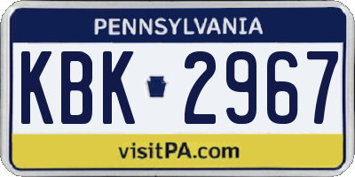 PA license plate KBK2967