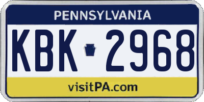 PA license plate KBK2968