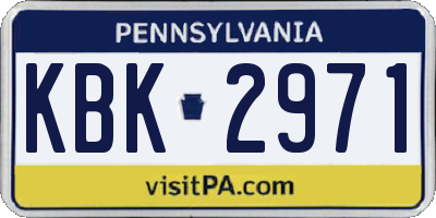 PA license plate KBK2971
