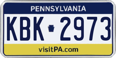 PA license plate KBK2973