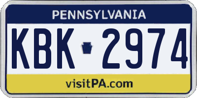 PA license plate KBK2974