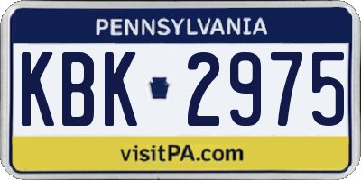 PA license plate KBK2975