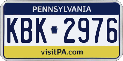 PA license plate KBK2976