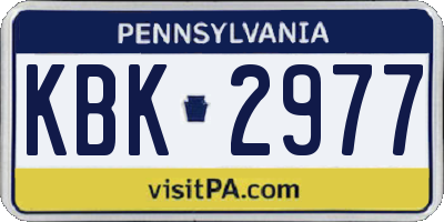 PA license plate KBK2977