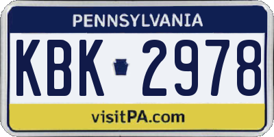 PA license plate KBK2978