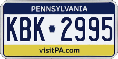 PA license plate KBK2995