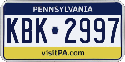 PA license plate KBK2997