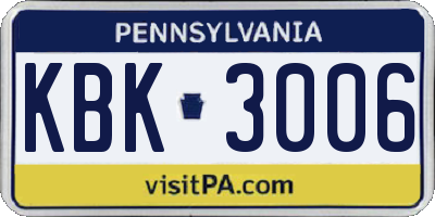 PA license plate KBK3006