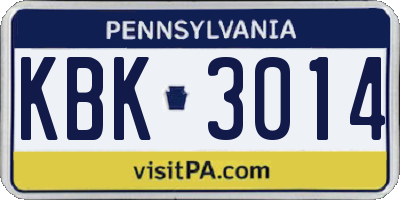 PA license plate KBK3014
