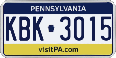 PA license plate KBK3015