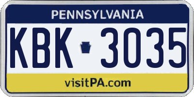 PA license plate KBK3035