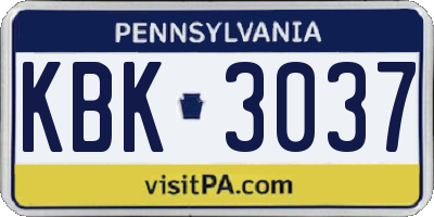 PA license plate KBK3037