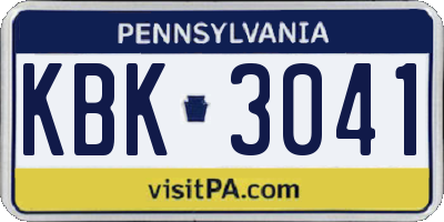 PA license plate KBK3041