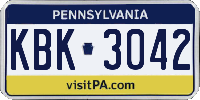 PA license plate KBK3042