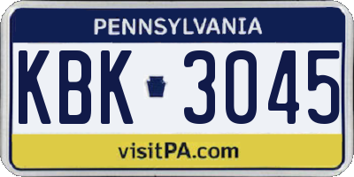 PA license plate KBK3045