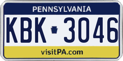 PA license plate KBK3046
