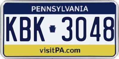 PA license plate KBK3048