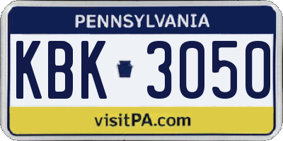 PA license plate KBK3050