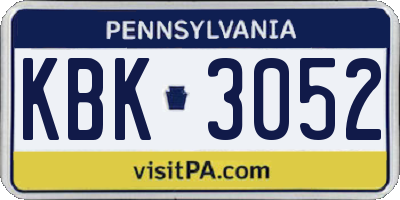 PA license plate KBK3052