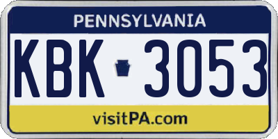 PA license plate KBK3053