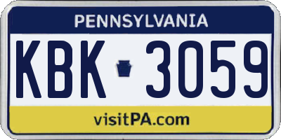 PA license plate KBK3059