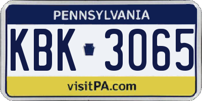 PA license plate KBK3065