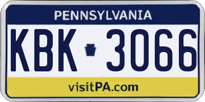PA license plate KBK3066
