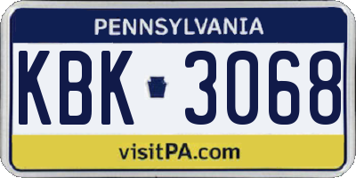PA license plate KBK3068