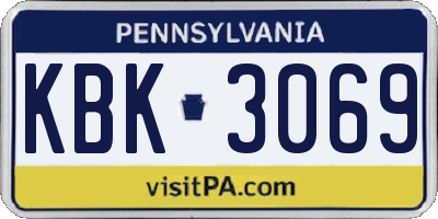 PA license plate KBK3069