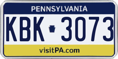 PA license plate KBK3073