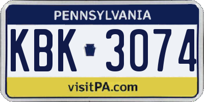PA license plate KBK3074