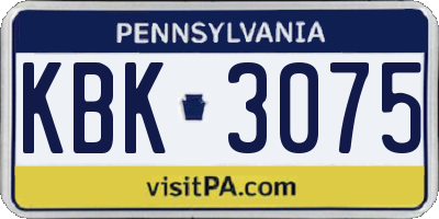 PA license plate KBK3075