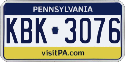 PA license plate KBK3076