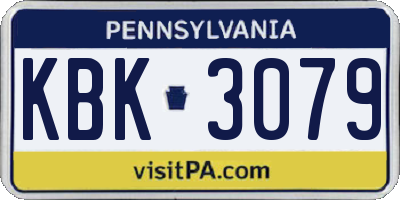 PA license plate KBK3079