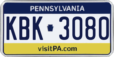 PA license plate KBK3080