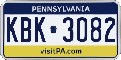 PA license plate KBK3082