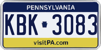 PA license plate KBK3083