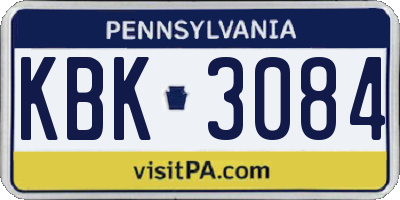 PA license plate KBK3084