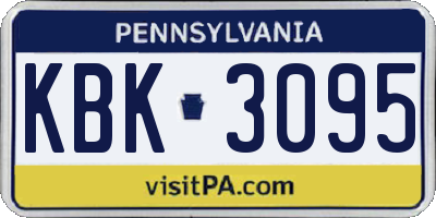 PA license plate KBK3095