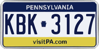 PA license plate KBK3127