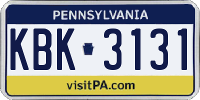 PA license plate KBK3131