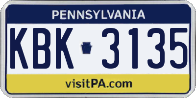 PA license plate KBK3135