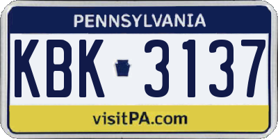 PA license plate KBK3137