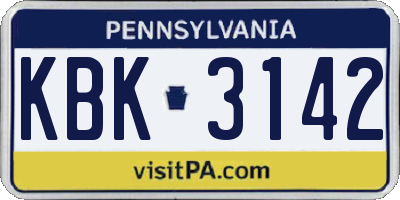 PA license plate KBK3142