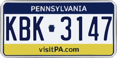 PA license plate KBK3147