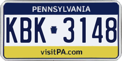PA license plate KBK3148