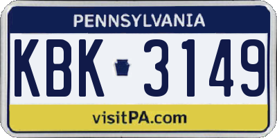 PA license plate KBK3149